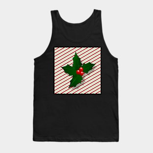 Christmas Holly & Candy Cane Striped Gifts: This graphic design is available on many products Tank Top